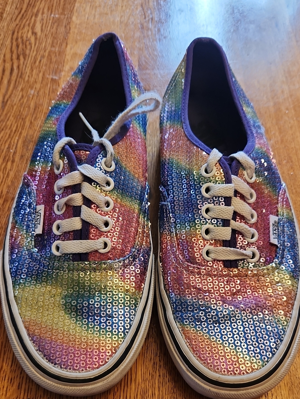 Vans Women's Rainbow Sequin Lace-Up Sneakers - Multicolor 9, 7.5 Men